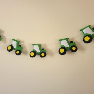 Tractor garland, bunting, boys room, farmyard, nursery, tractor decor, farming, farm, felt garland, farm bedroom, new baby gift, agriculture