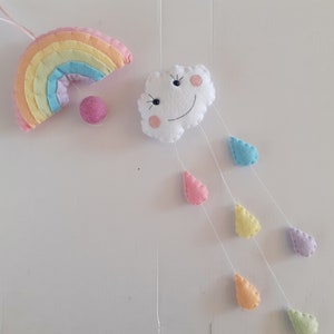 Rainbow hanging decoration, pastel rainbow, clouds, pastel decor, girls room, rainbow wall hanging, nursery, girls room, pink, baby gift