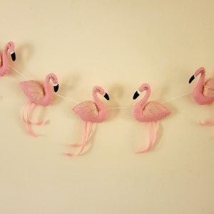 Flamingo Garland, Girl&#39;s Wall Hanging,  Flamingo Party Decoration, Tropical Nursery, Bedroom Banner, Flamingo Bedroom Decor, Flamingo decor