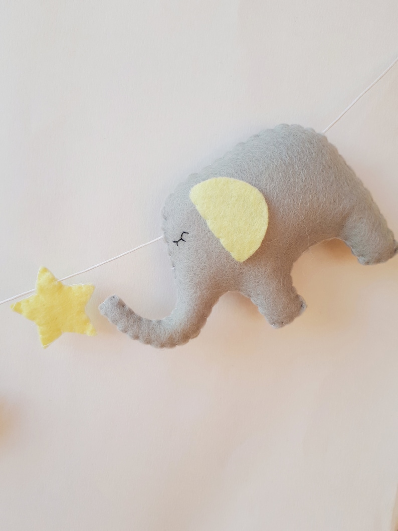 Elephant Garland Yellow and Grey Wall Hanging Neutral Etsy UK