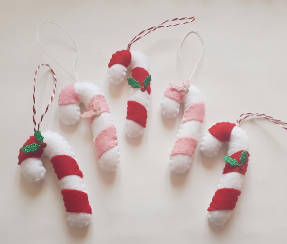 Candy cane tree decoration, candy cane, felt tree decorations, Christmas, hanging decoration, Christmas decor, red Christmas decor, stripes