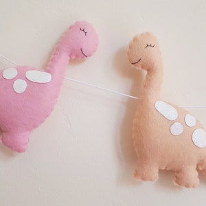 Dinosaur garland, pastel, felt garland, dinosaur decor, dinosaur, wall hanging, nursery, girls room, pastel, new baby gift, baby shower image 3