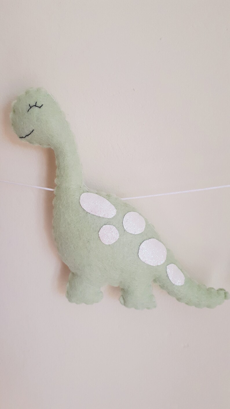 Dinosaur garland, pastel, felt garland, dinosaur decor, dinosaur, wall hanging, nursery, girls room, pastel, new baby gift, baby shower image 8