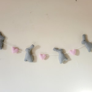 Bunny garland, girls room, bunny nursery, bunny decor, baby shower gift, new baby gift, nursery, wall hanging, woodland decoration, rabbit