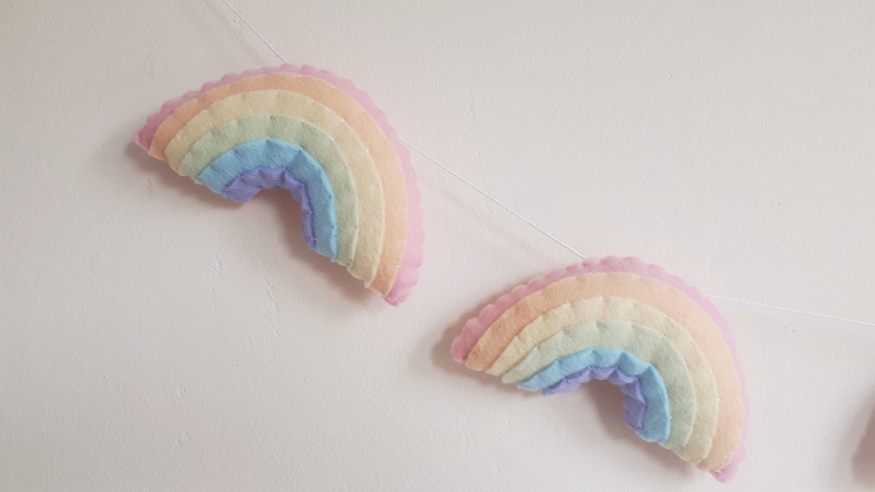 Pastel Rainbow Garland Wall Hanging Girls Room Rainbow Etsy