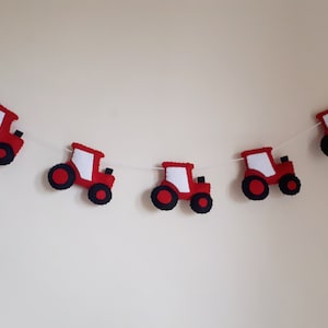 Tractor garland, bunting, boys room, farmyard, nursery, tractor decor, farming, farm, felt garland, farm bedroom, new baby gift, Christening