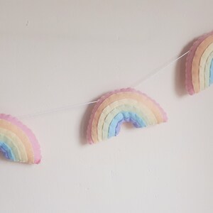 Pastel rainbow garland, wall hanging, girls room, rainbow nursery, pastel rainbow, rainbow, baby shower gift, new baby gift, pastel image 3