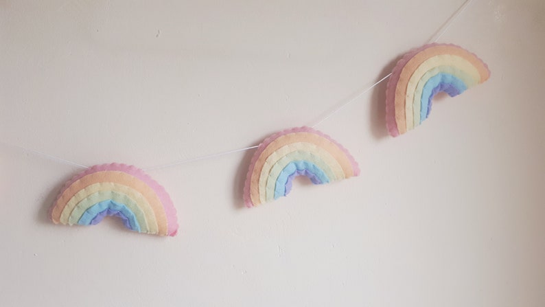 Pastel rainbow garland, wall hanging, girls room, rainbow nursery, pastel rainbow, rainbow, baby shower gift, new baby gift, pastel image 3