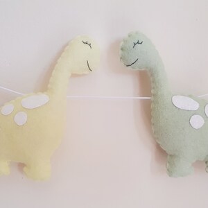 Dinosaur garland, pastel, felt garland, dinosaur decor, dinosaur, wall hanging, nursery, girls room, pastel, new baby gift, baby shower image 5