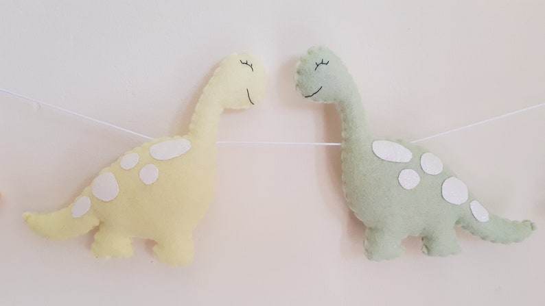 Dinosaur garland, pastel, felt garland, dinosaur decor, dinosaur, wall hanging, nursery, girls room, pastel, new baby gift, baby shower image 5