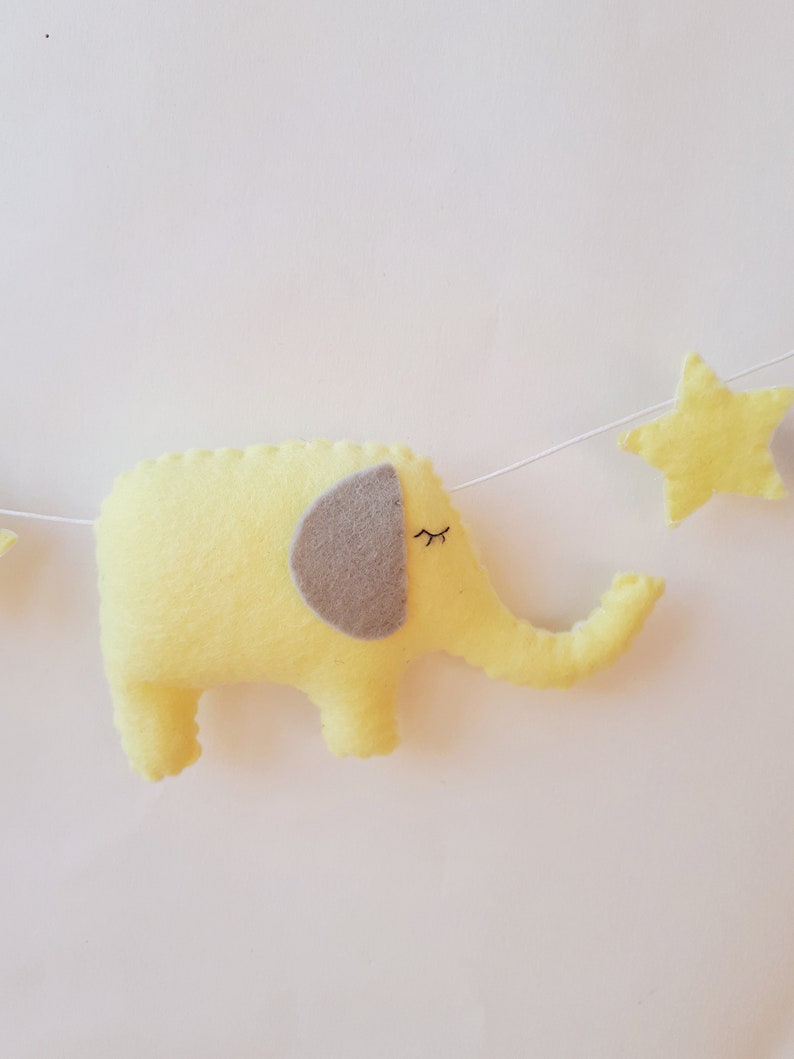 Elephant Garland Yellow and Grey Wall Hanging Neutral Etsy UK