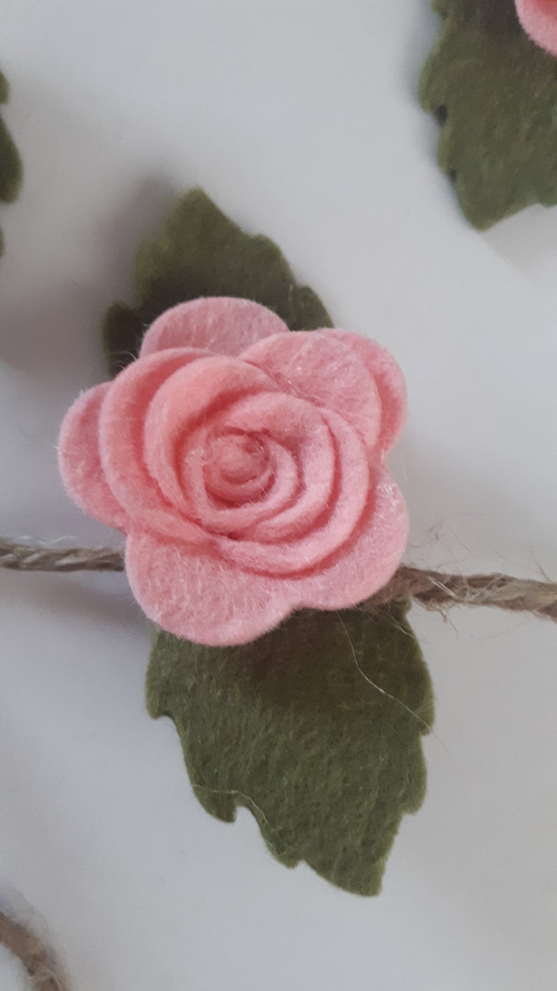 Rose garland felt flower garland nursery decor pink and Etsy