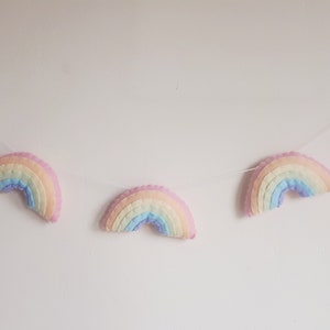 Pastel rainbow garland, wall hanging, girls room, rainbow nursery, pastel rainbow, rainbow, baby shower gift, new baby gift, pastel