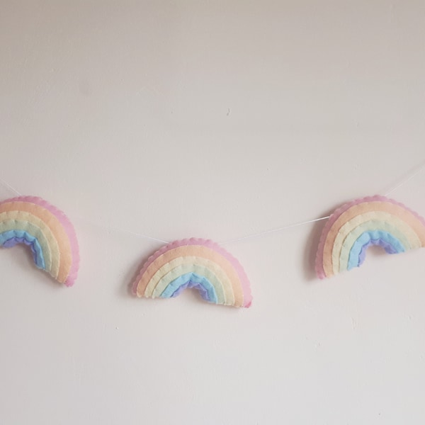 Pastel rainbow garland, wall hanging, girls room, rainbow nursery, pastel rainbow, rainbow, baby shower gift, new baby gift, pastel