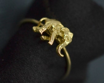 Gold Elephant Ring Solid 18k Gold Ring New Family Ring Baby Elephant Ring Mom Elephant Ring Lucky Elephant Ring Boho Elephant Ring Handmade