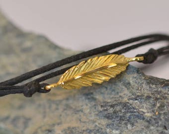 Inspiration Gold Bracelet Solid 18k Gold Bracelet Chic Feather Bracelet Dainty Feather Bracelet Wanderlust Bracelet Bestfriend Bracelet