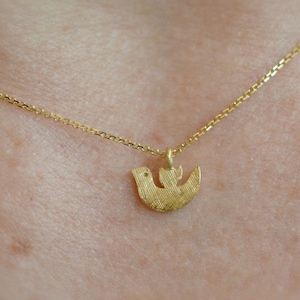 Gold Dove Necklace Solid 18k Gold Necklace Woodland Gold Necklace Gold Nature Necklace Mom Birthday Necklace Dainty Bird Necklace Handmade