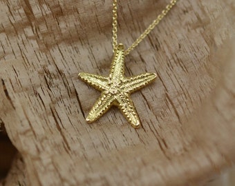 Delicate Starfish Necklace Solid 18K Gold Necklace Gold Mermaid Necklace Gold Nature Necklace Delicate Star Necklace Sea Beach Necklace