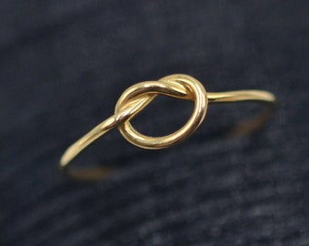 Bague noeud d'amour bague en or massif 18 carats Anneau noeud anneau empilé minimal bague amitié bague demoiselle d'honneur bague noeud éternel bague Midi fait main