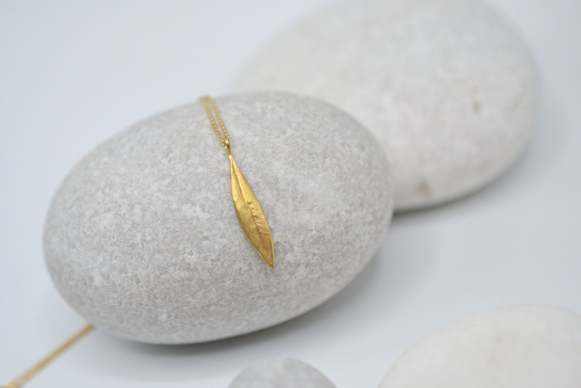 Gold Leaf Sterling Silver Necklace plated in 18K Gold main image 1