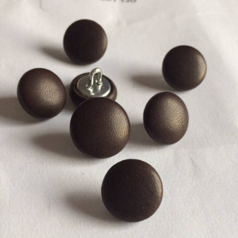 Dark Brown Leather Covered Buttons Upholstery Smooth Soft Etsy