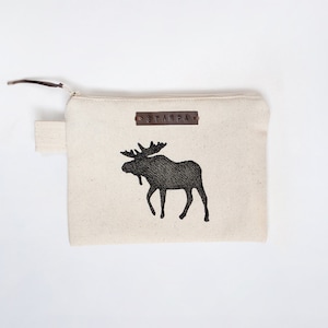 Astuccio per gioielli con cerniera Moose, astuccio, borsetta, borsa per cosmetici con stampa fatta a mano