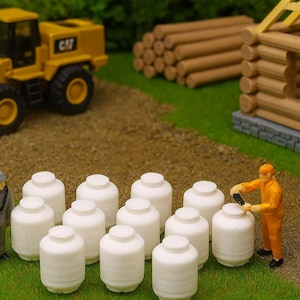 HO Scale Propane Tank Set – Twelve 3D Printed 120-Gallon Vertical Tanks for Dioramas, Train Layouts, or Industrial Scenes