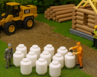 HO Scale Propane Tank Set – Twelve 3D Printed 120-Gallon Vertical Tanks for Dioramas, Train Layouts, or Industrial Scenes
