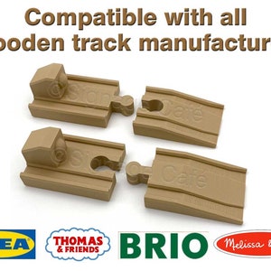 Get two End Stops or Buffers, and two Track Ramps - Compatible with all major brands of wooden train track. Ikea, Brio, Thomas