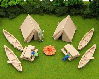 Outdoor Adventures - HO Scale Canoes - 3D Camping Railroad Train Layout Scenery