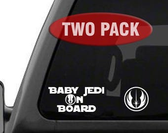 Baby Jedi on Board & Jedi Logo - 2PK Decal Sticker Inspired By Star Wars.