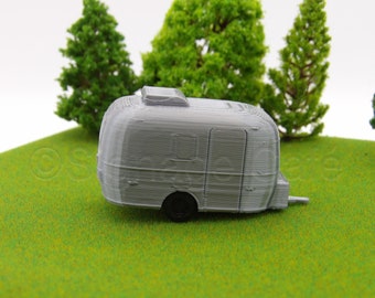 Two Pack of HO Scale 3D Printed AirStream Style Campers for Railroad Train Layout Scenery Diorama