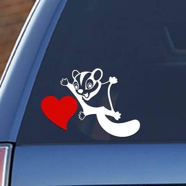 Sugar Glider Flying Squirrel Love - Two color vinyl sticker decal.