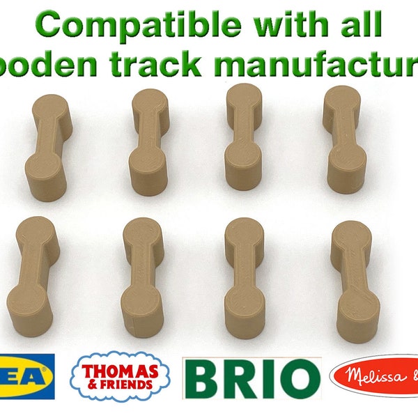 8 Pack of Wooden Train Dog Bone Connectors - 3D printed with real wood, so you can continue the adventure!