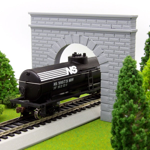 Single Track Cut Stone Tunnel Entrance - 3D Printed HO Scale Model Train Layout