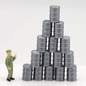 Lot of 40 SILVER - HO Scale 55 Gallon Drum Barrels Build Construction