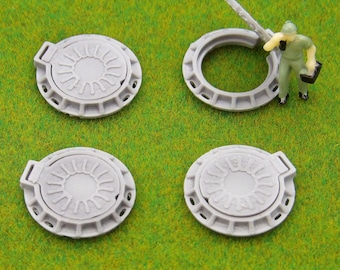 8 Manhole Access Hatch Lid- HO Scale pieces is micro hinged to outer ring miniatures
