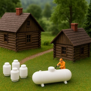 HO Scale Boat and Dock Set – 3D Printed Canoes, Rowboats, and Modular Dock with Posts