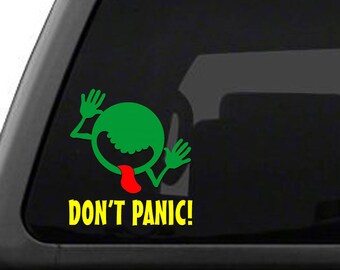 Hitchhiker's Guide To The Galaxy - Don't Panic Face - Vinyl Decal Sticker