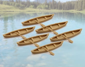 Six (6) HO Scale Canoes with Paddles - 3D Printed Camping Railroad Train Layout Scenery Diorama