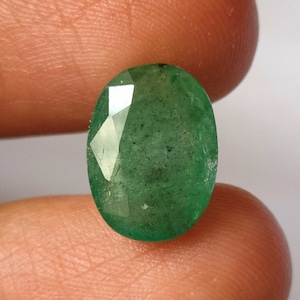 Zambian Emerald 5.80 Carat Natural Faceted Emerald 10.1X13.3X5.8 MM Oval Shape Emerald Untreated Zambia Mines Emerald Making Ring or Pendant