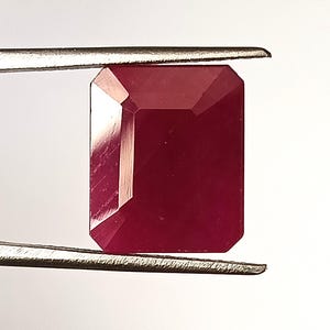 Emerald Cut African Ruby Gemstone: 9.45 Carat Untreated Ruby 10.8X13 MM Natural Faceted Stone