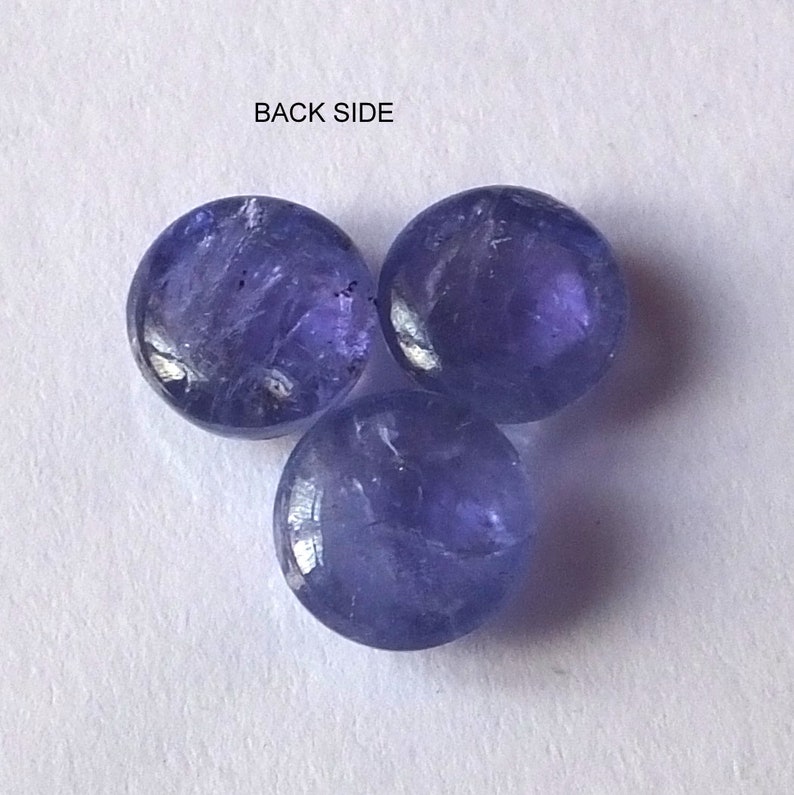 3 Pieces 8X8 MM Round Shape Natural Blue Tanzanite Cabochon Cut Calibrated Loose Gemstone Wholesale Lot For Jewellery