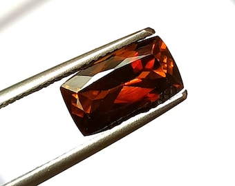 Natural Faceted Orange-Brown Tourmaline: 2.80 Carat Long Cushion Cut Gemstone 6.1X10.5 mm