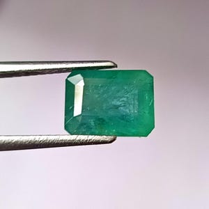 2.30 Carat Zambian Emerald Gemstone: Faceted Emerald Cut, Untreated Natural Stone 6.5X8.5 MM
