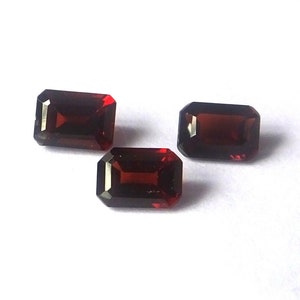 3 Pieces AAA+ 7X5 MM Octagon Shape Natural Faceted Mozambique Red Garnet Untreated Facet Cut Red Garnet Loose Gemstone Wholesale Lot