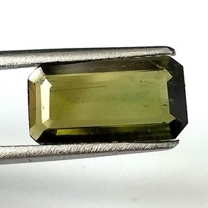 2.05 Carat Olive Green Tourmaline Gemstone: Emerald Cut, Untreated
