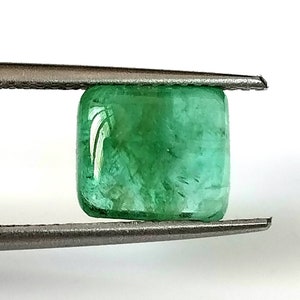 2,75 Karat natürlicher sambischer Smaragd-Cabochon, 7,7 x 8,7 mm, Kissenschliff, unbehandelter loser Edelstein zur Herstellung von Smaragd-Ringen, Smaragd-Anhänger-Schmuckverwendung