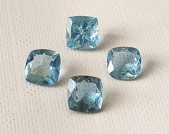 Aigue-marine Naturelle Taille Coussin 6.55ct - Bleu Santa Maria Chauffé Pierre Précieuse