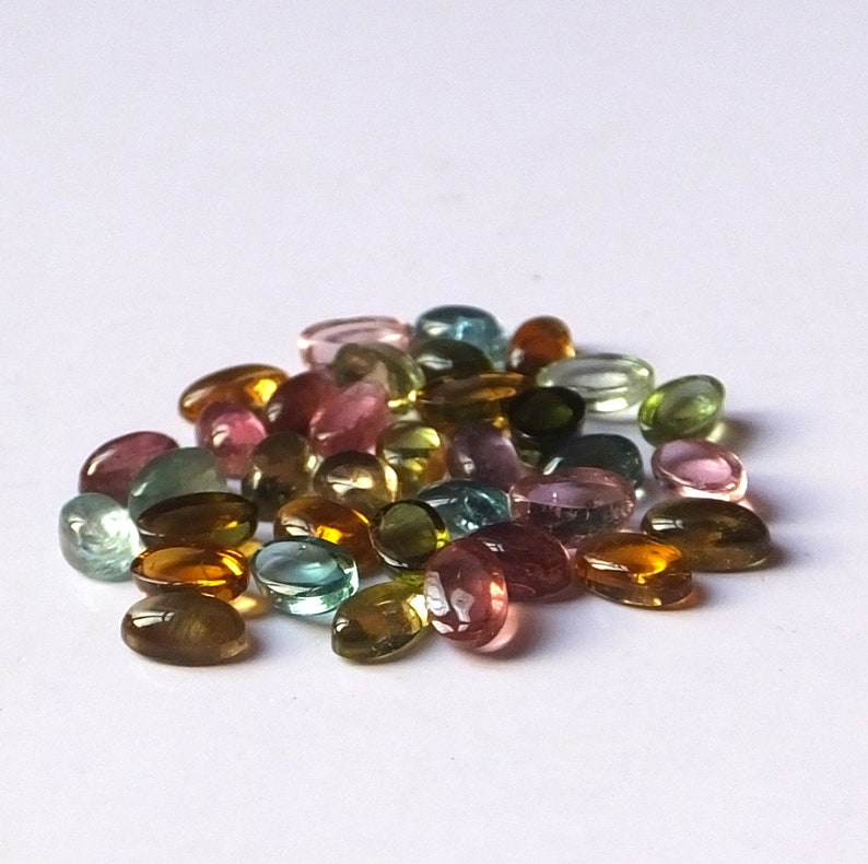 35 Pieces 3X5 MM Oval Shape AAA Natural Multi Color Tourmaline Cabochon Calibrated Gemstone Wholesale Lot 5X3 MM Oval Tourmaline Cabs
